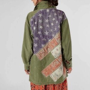 We The Free Spruce Military American Flag Patchwork Cargo Jacket Size XS Chore